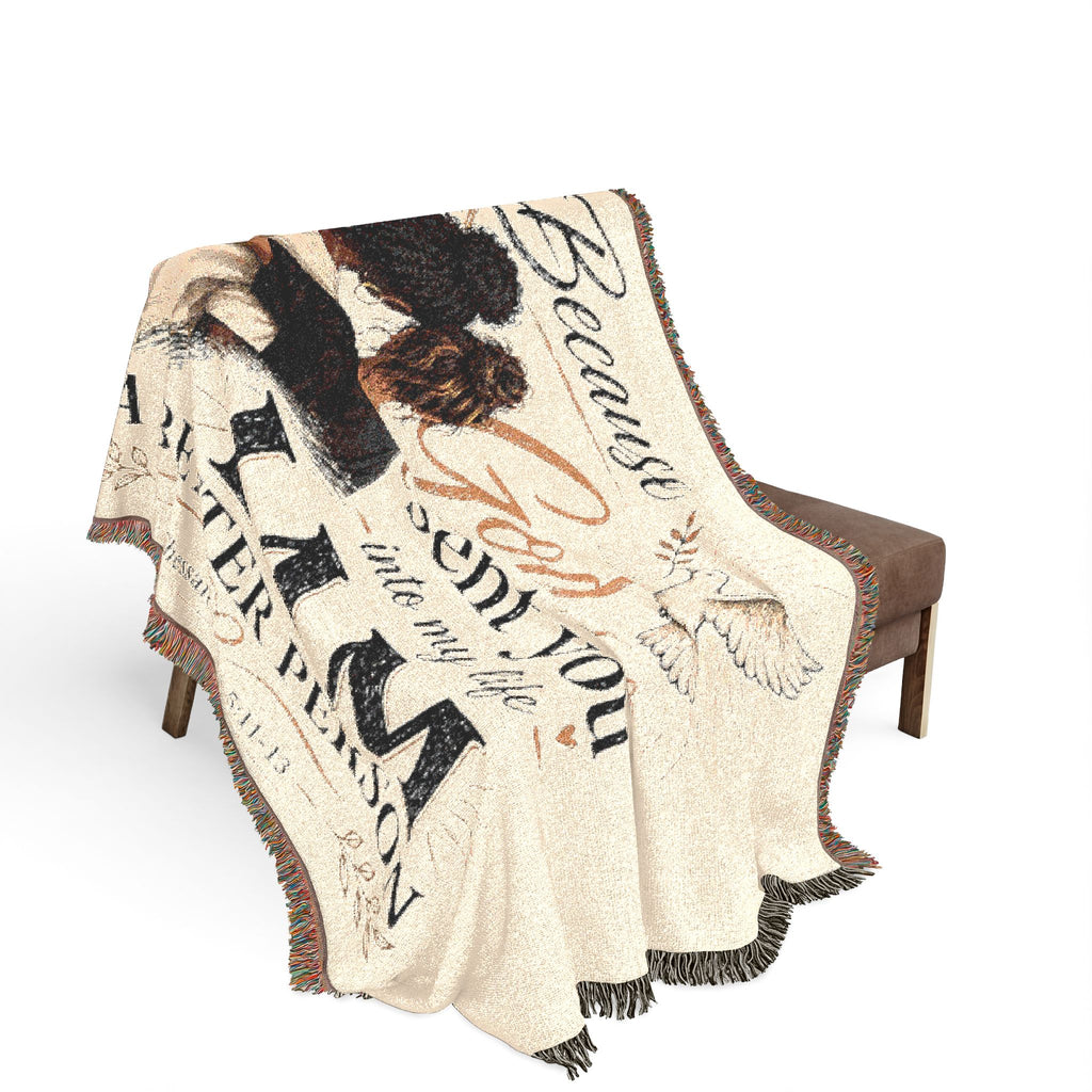 Personalizable Woven Blanket — "Because God Sent You" Inspirational Throw - Female Friends