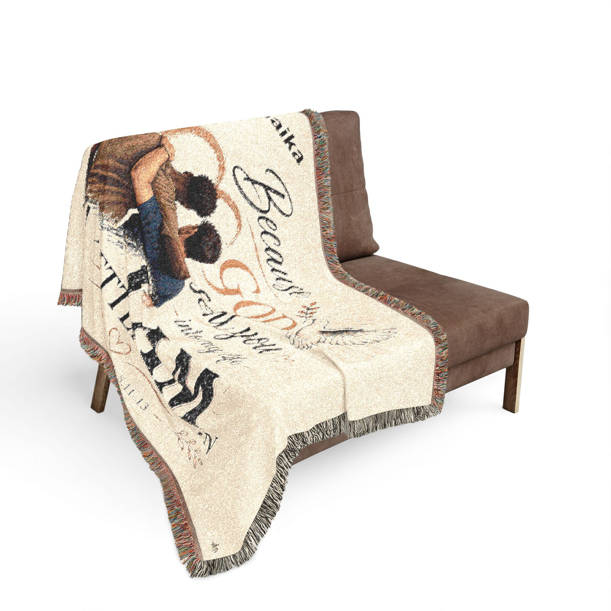 Personalizable Woven Blanket — "Because God Sent You" Inspirational Throw - Male Friends