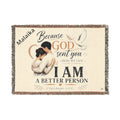 Personalizable Woven Blanket — "Because God Sent You" Inspirational Throw - Asian Couple