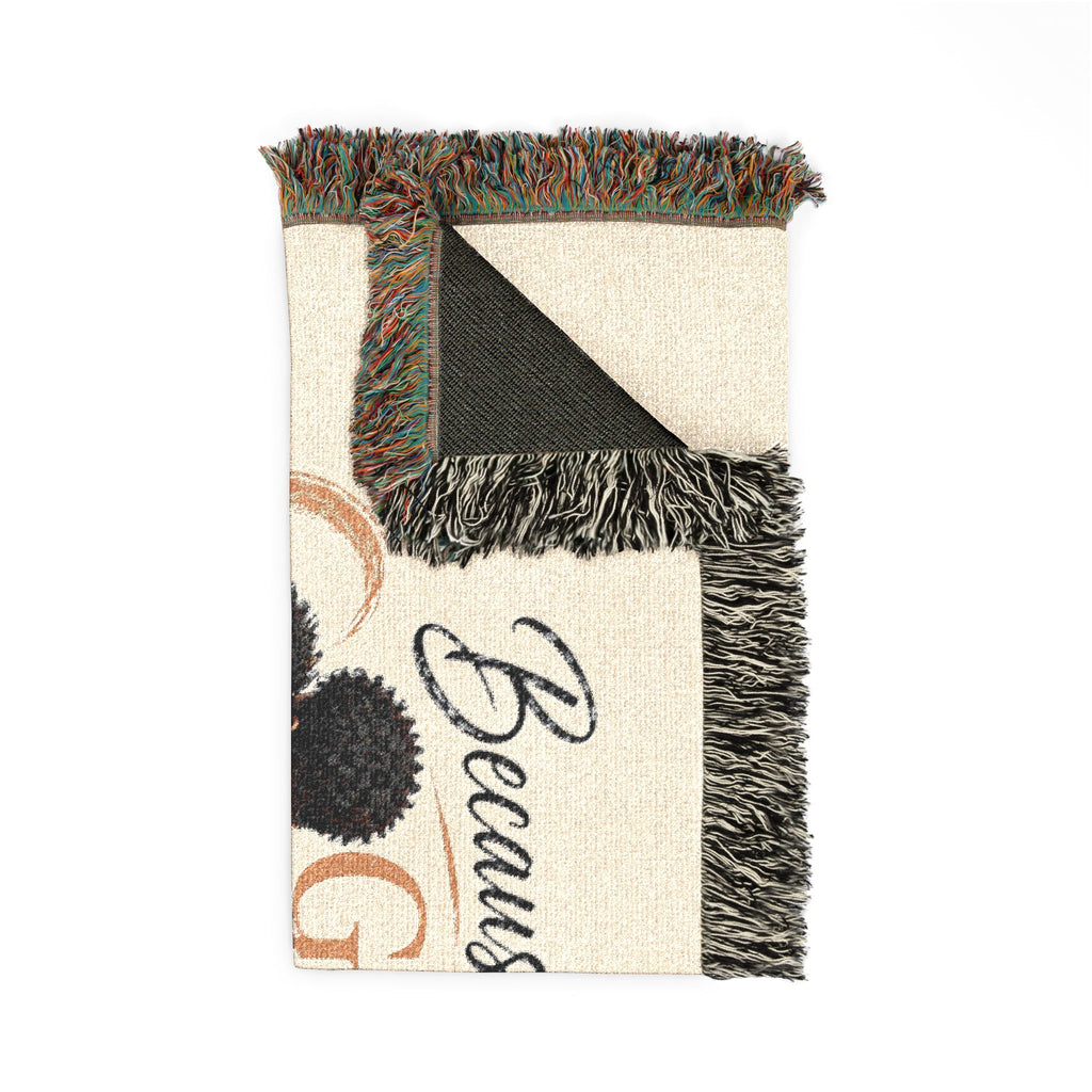 Personalizable Woven Blanket — "Because God Sent You" Inspirational Throw - African American Couple