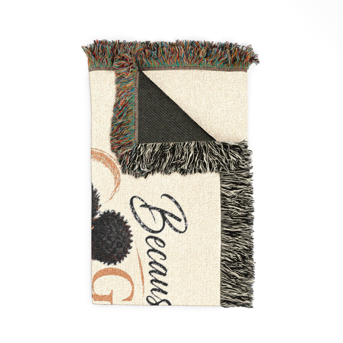 Personalizable Woven Blanket — "Because God Sent You" Inspirational Throw - African American Couple