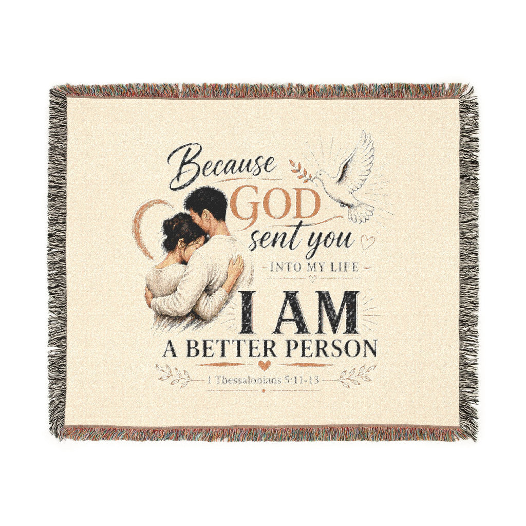 Because God Sent You Woven Blanket — Inspirational Throw