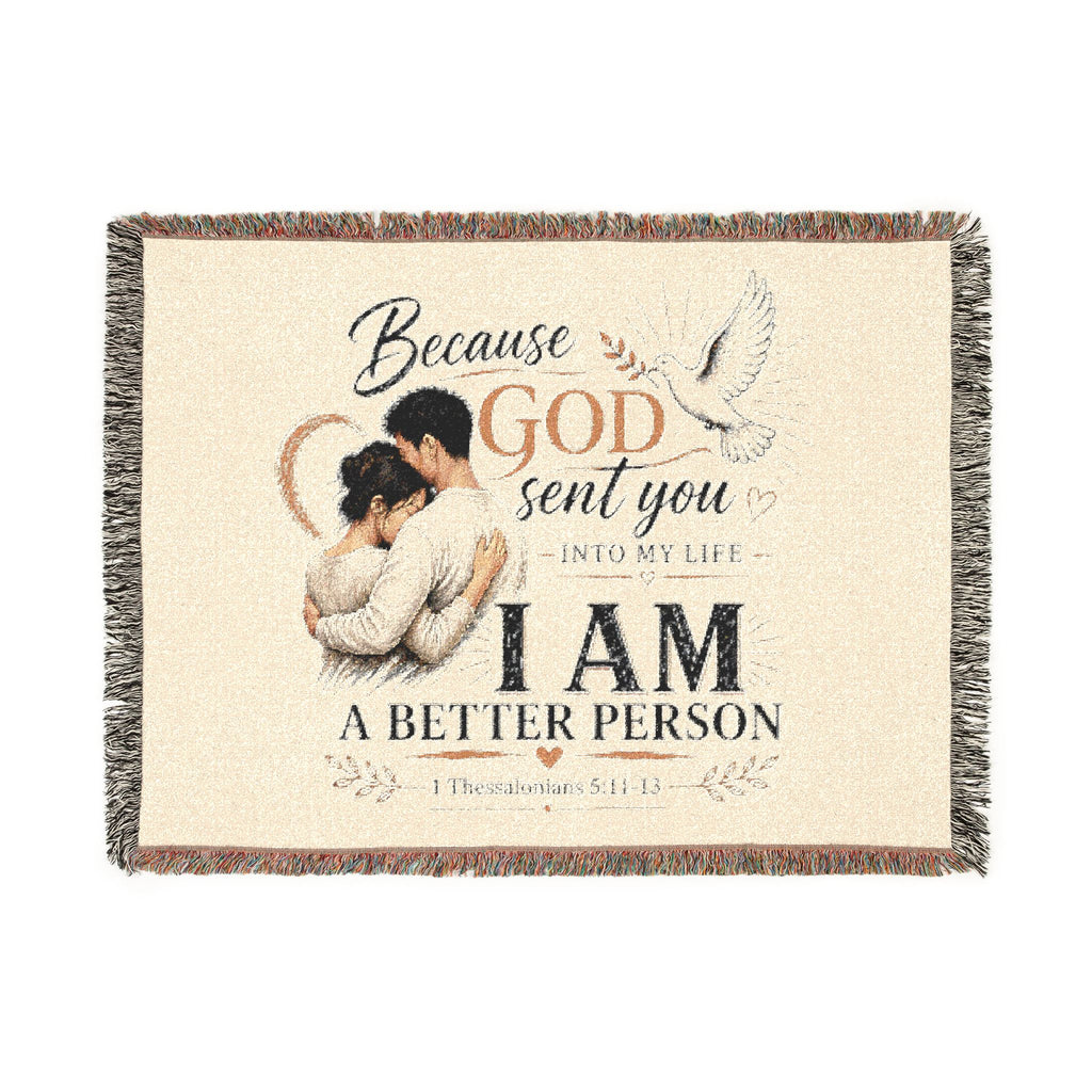 Because God Sent You Woven Blanket — Inspirational Throw