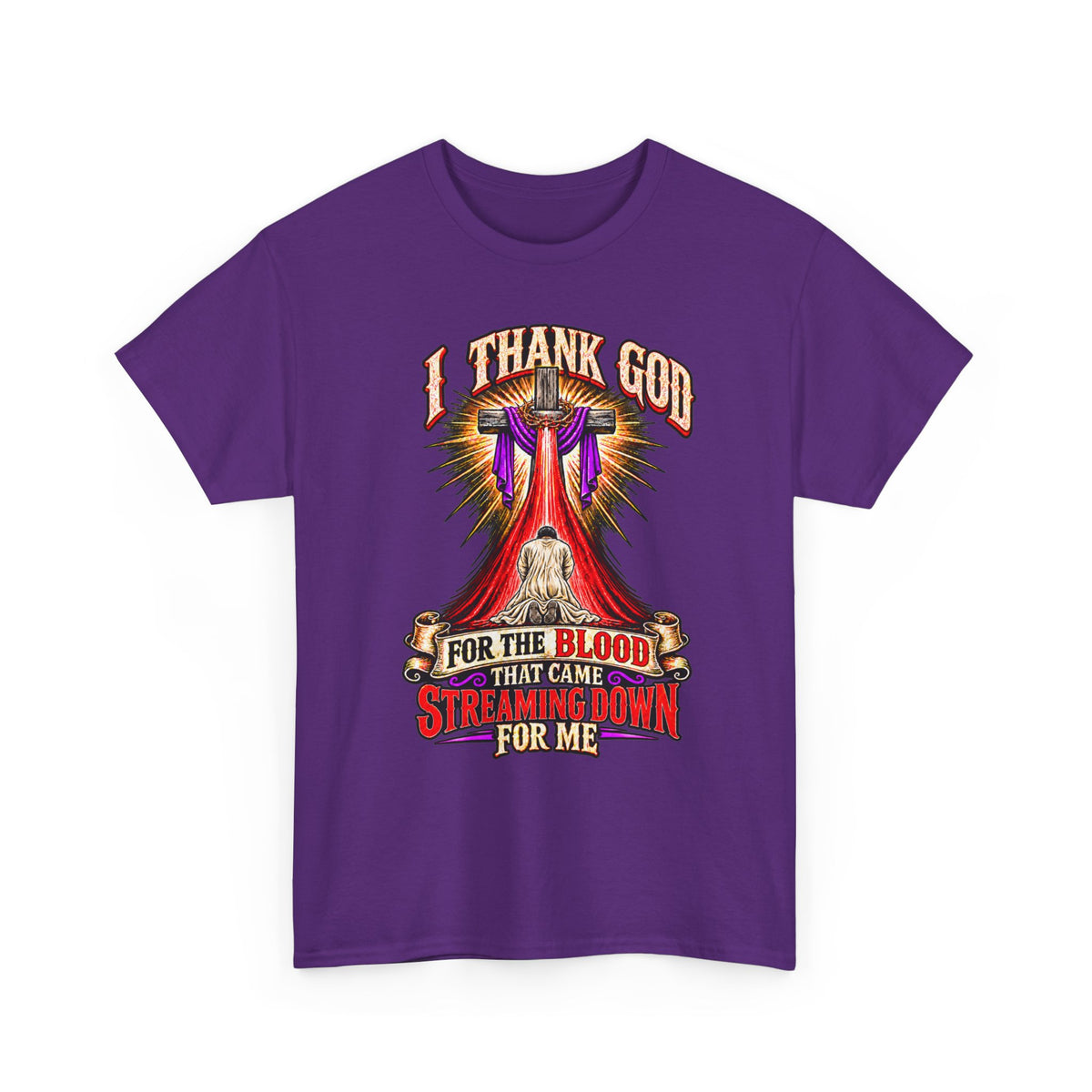 Christian T-Shirt — “I Thank God For The Blood That Came Streaming Down For Me” Gospel Tee