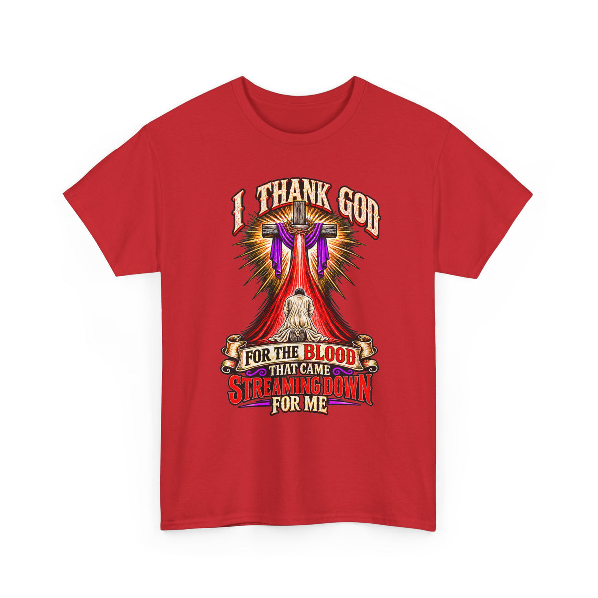 Christian T-Shirt — “I Thank God For The Blood That Came Streaming Down For Me” Gospel Tee