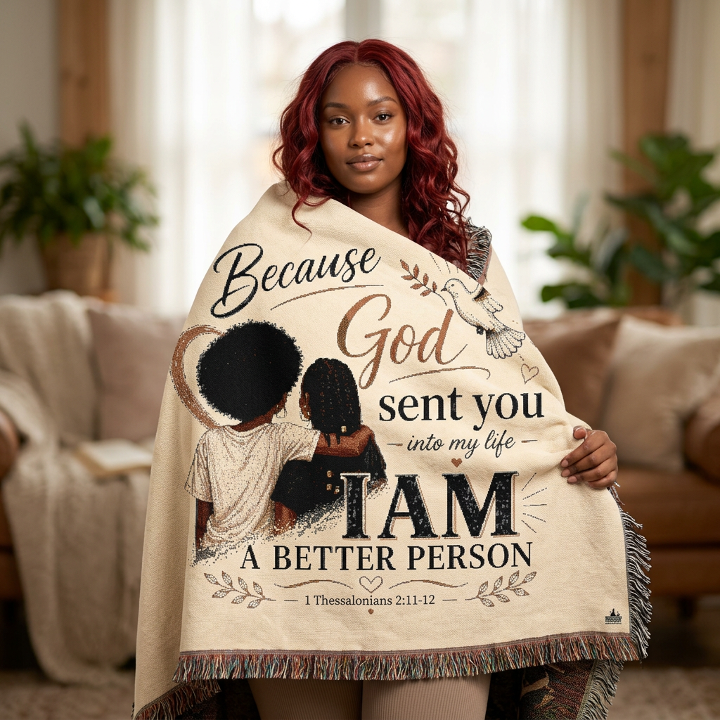 Because God Sent You Woven Blanket — Inspirational Throw