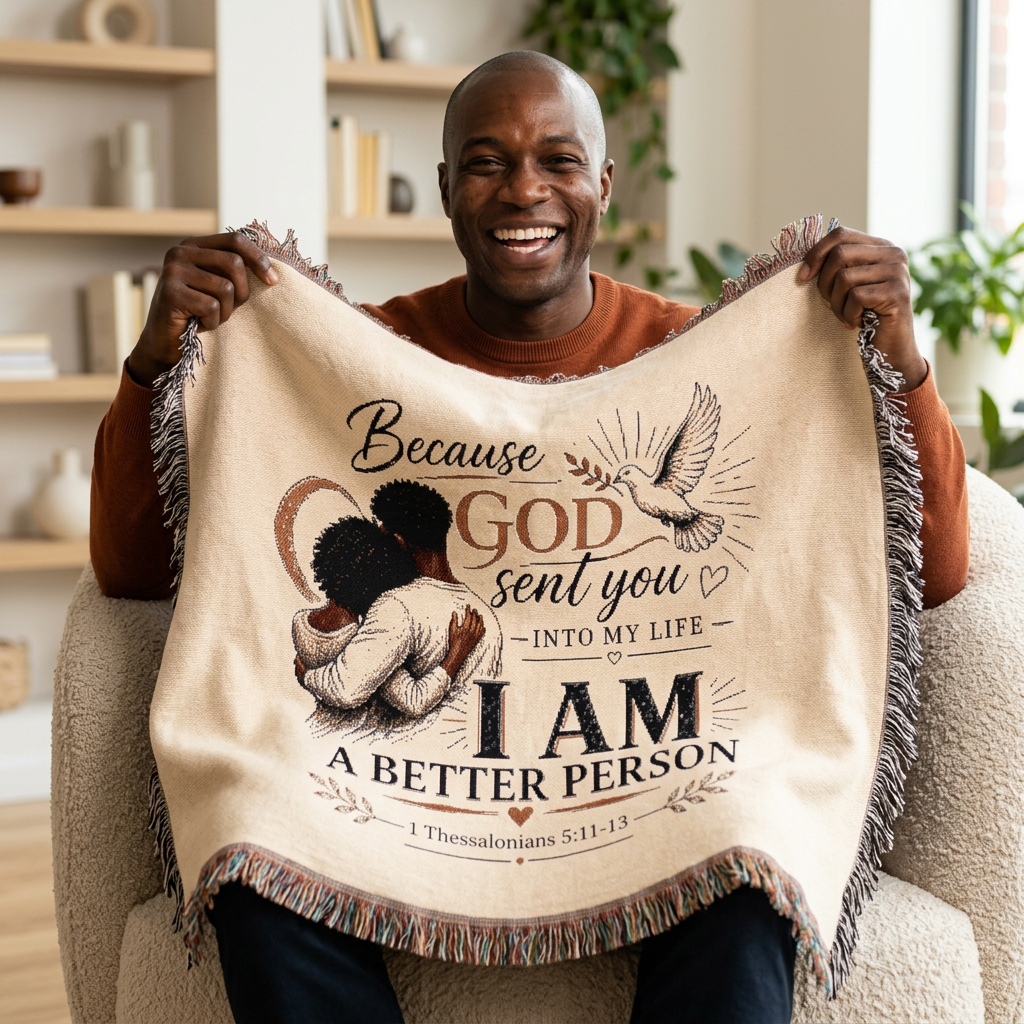 Because God Sent You Woven Blanket — Inspirational Throw