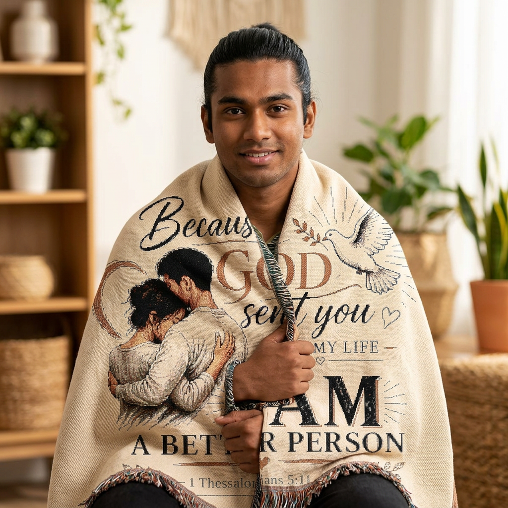 Because God Sent You Woven Blanket — Inspirational Throw