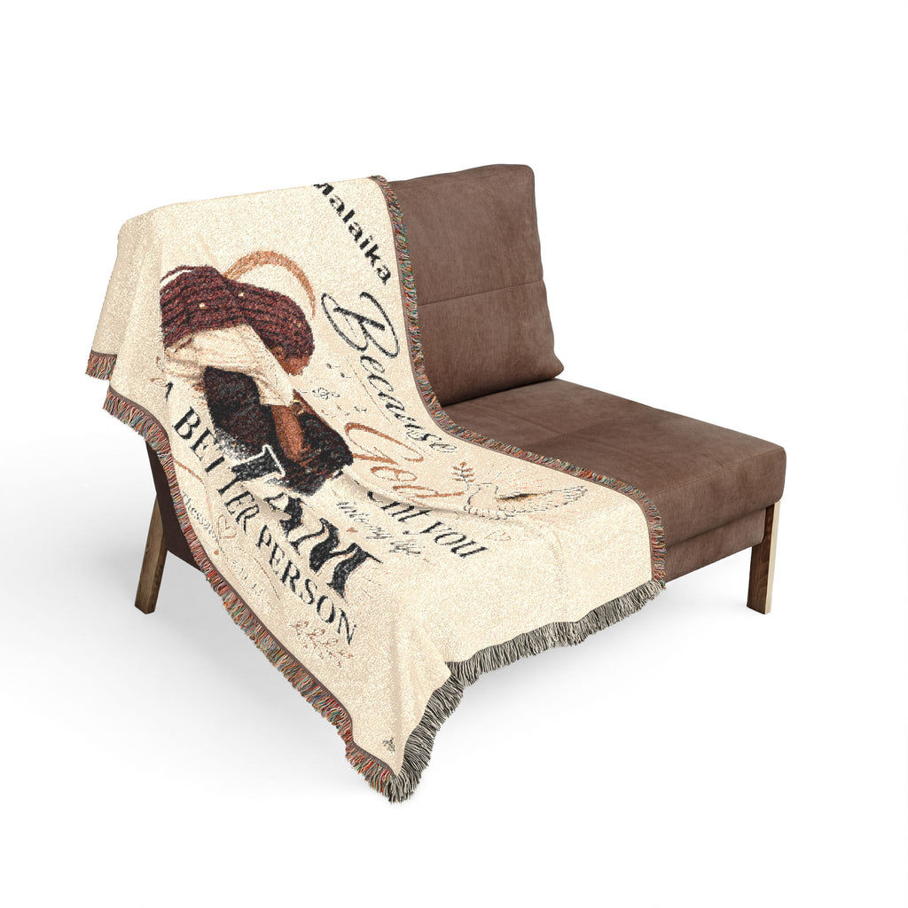 Personalizable Woven Blanket — "Because God Sent You" Inspirational Throw - African American Females Singing