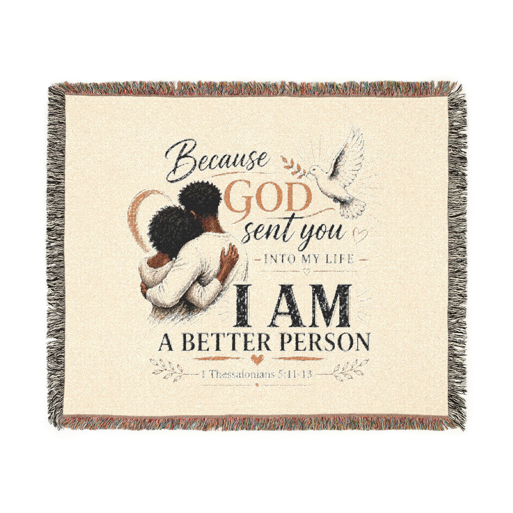 Because God Sent You Woven Blanket — Inspirational Throw