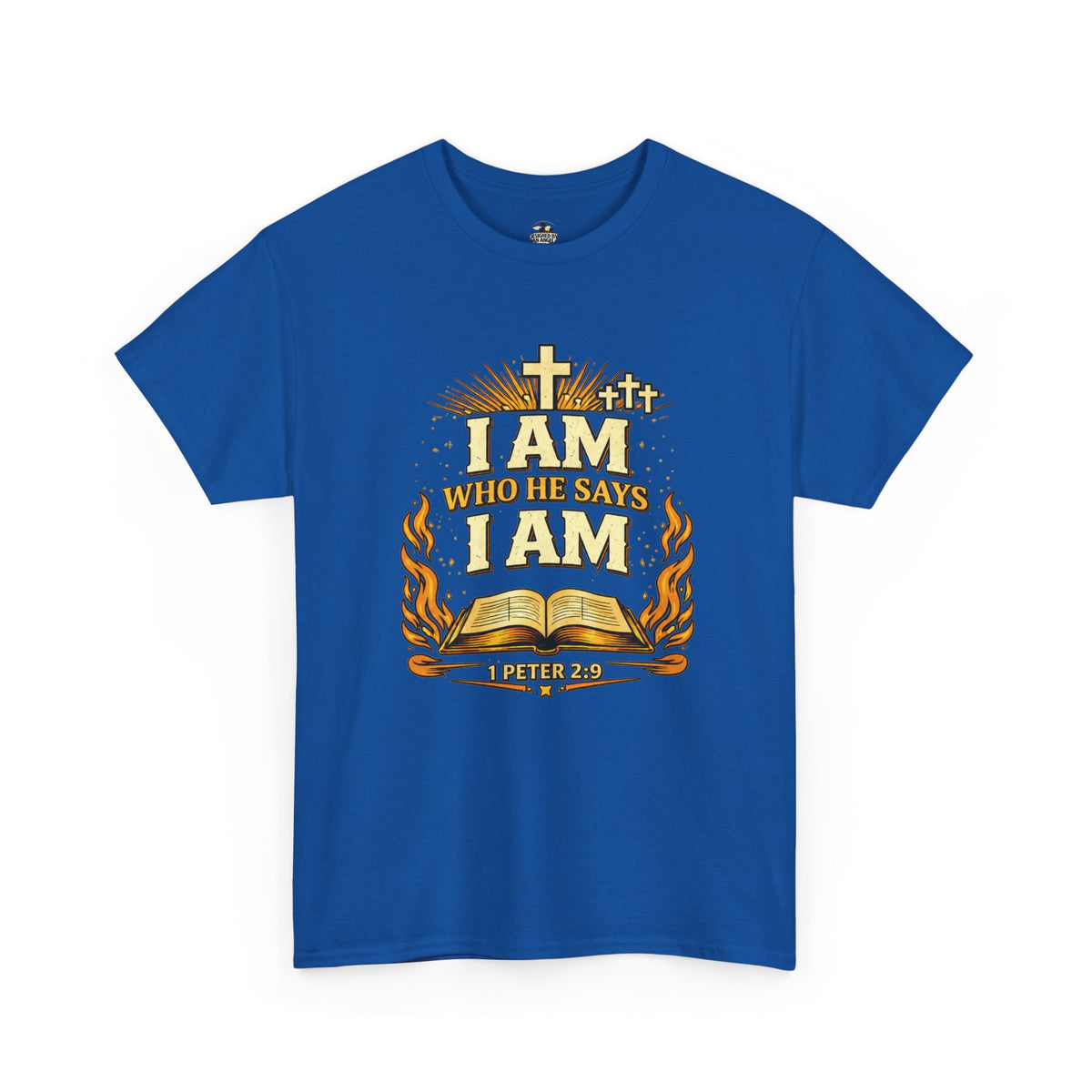 Christian T-Shirt — "I AM Who He Says Am 1  Peter 2:9 Faith Tee