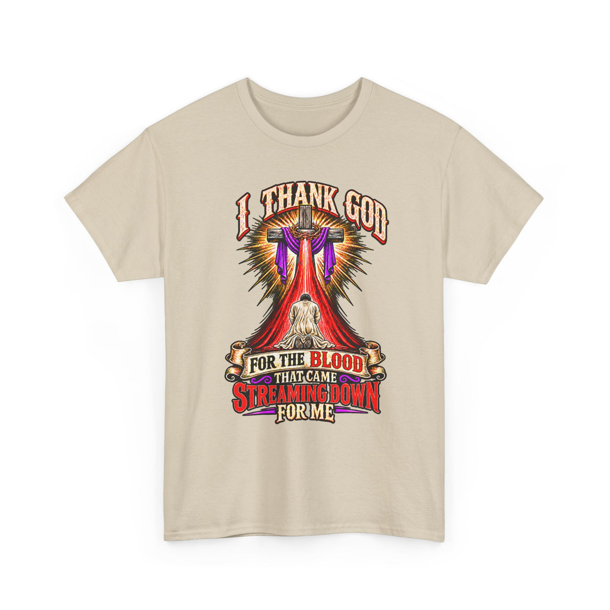Christian T-Shirt — “I Thank God For The Blood That Came Streaming Down For Me” Gospel Tee