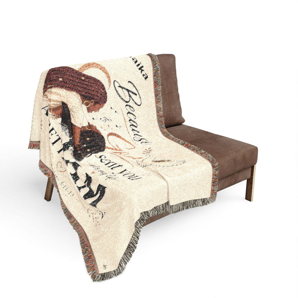 Personalizable Woven Blanket — "Because God Sent You" Inspirational Throw - African American Females Singing