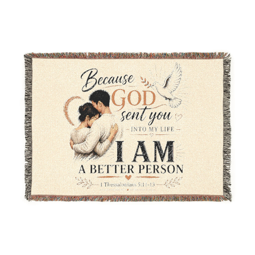 Because God Sent You Woven Blanket — Inspirational Throw