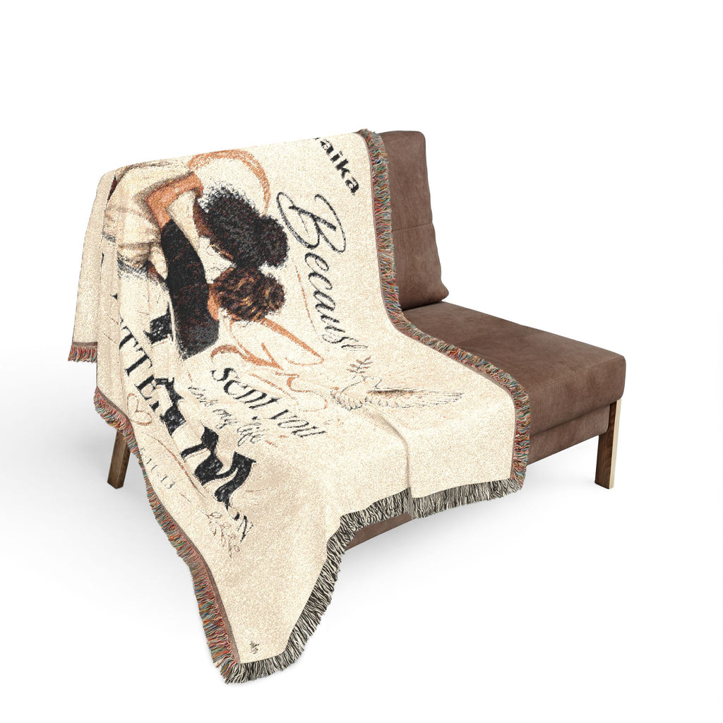 Personalizable Woven Blanket — "Because God Sent You" Inspirational Throw - Female Friends