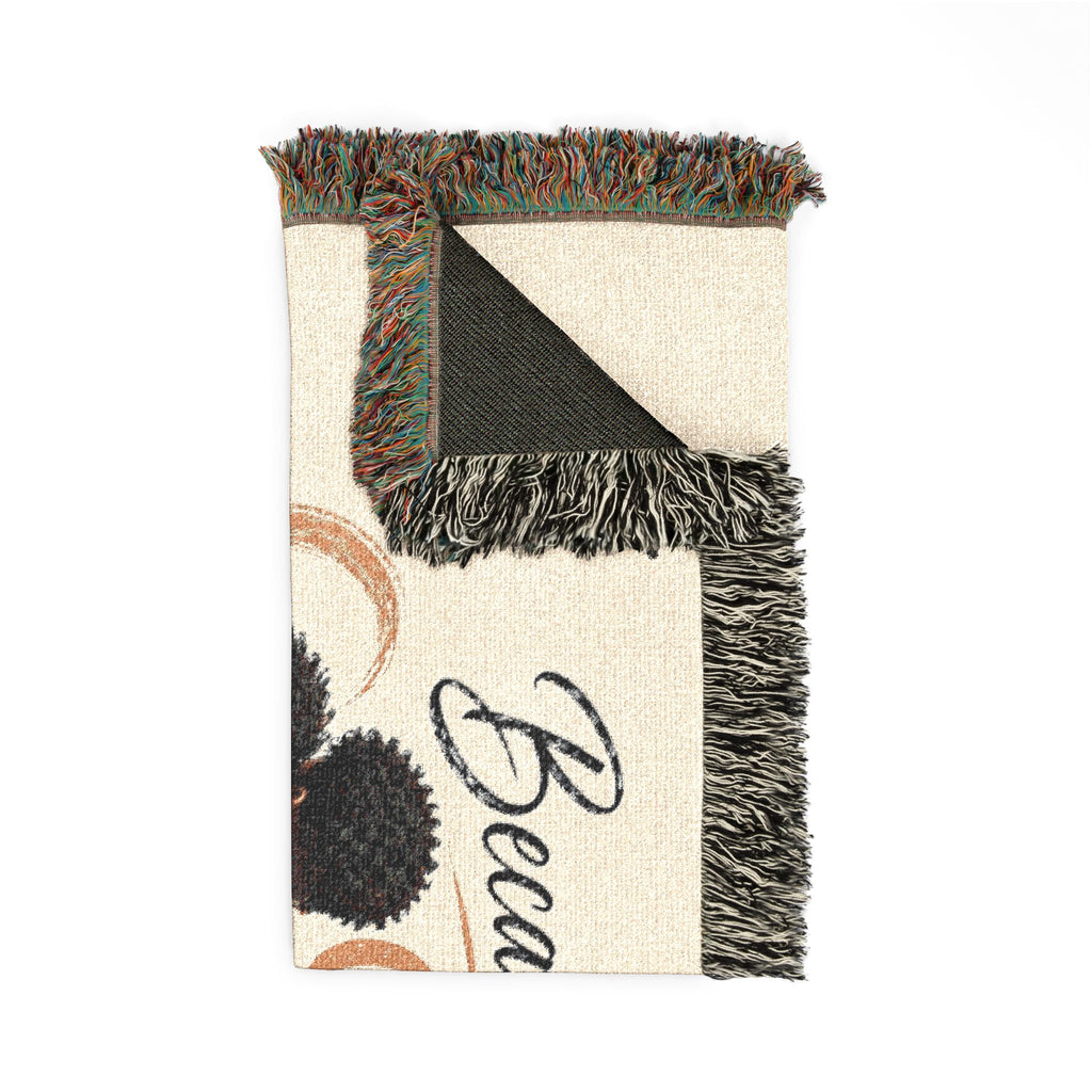 Personalizable Woven Blanket — "Because God Sent You" Inspirational Throw - African American Couple