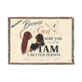 Personalizable Woven Blanket — "Because God Sent You" Inspirational Throw - African American Females Singing